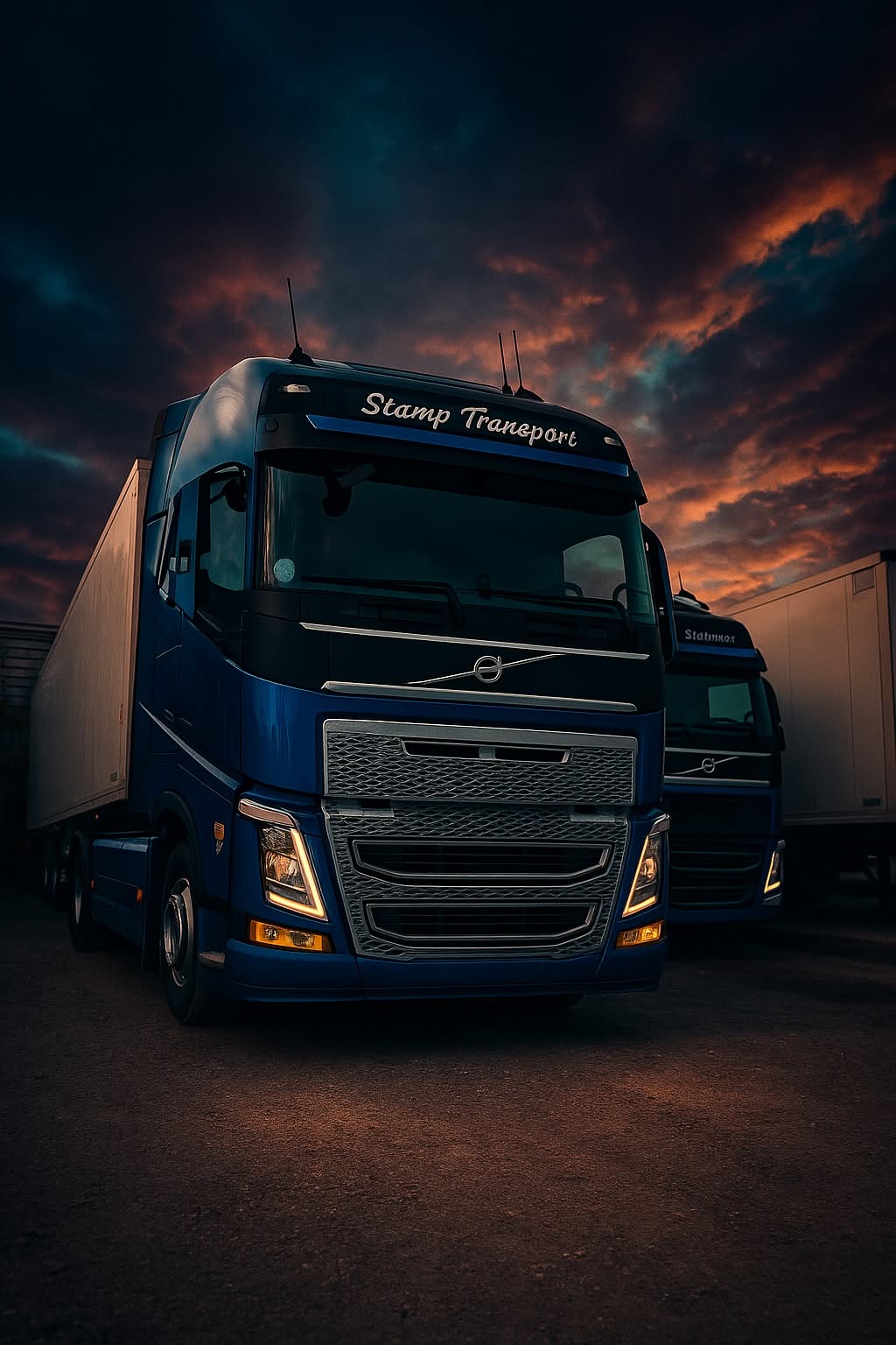 Stamp Transport trucks at Volvo